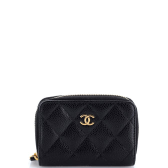 Chanel CC Zip Coin Purse Quilted Caviar Small