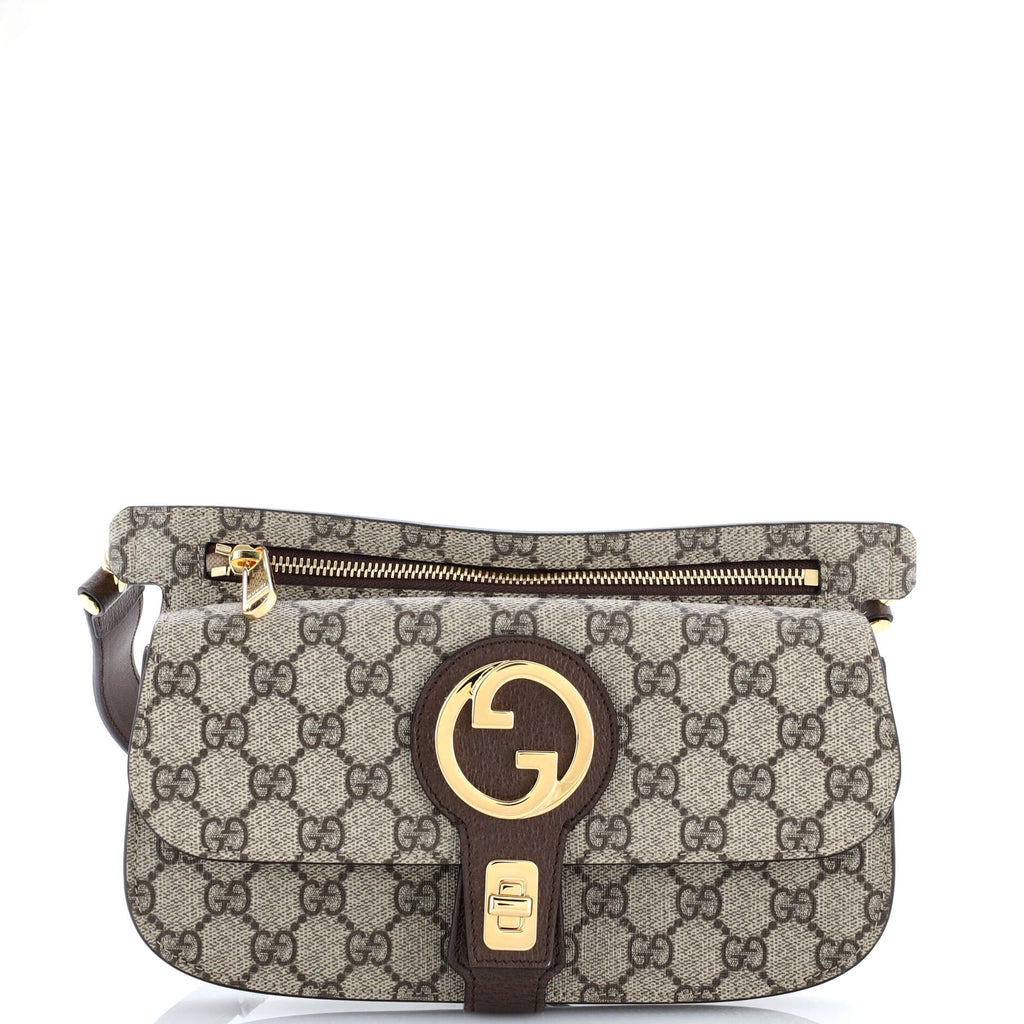 Gucci Blondie Flap Pocket Belt bag GG Coated Canvas Brown 