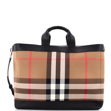 Burberry Ormond Tote House Check Canvas with Leather Large