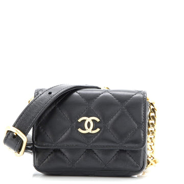 Chanel CC Flap Resin Pearl Chain Belt Bag Quilted Lambskin Mini