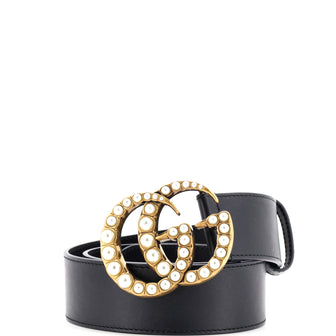 Gucci Pearly GG Marmont Belt Leather Wide
