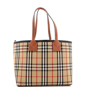 Burberry London Tote Vintage Check Canvas Small