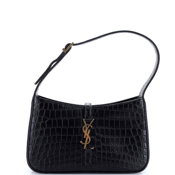 Saint Laurent Le 5 a 7 Hobo Crocodile Embossed Leather Small