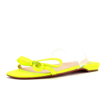 Christian Louboutin Women's Just Nodo Flat Slide Sandals Patent and PVC ...