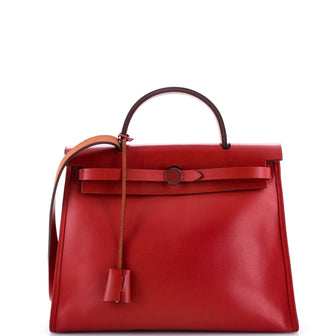 Hermes Herbag Zip Berline Vache Canvas and Leather 31