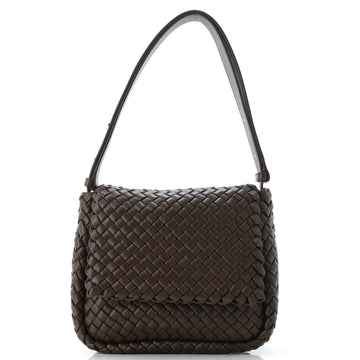 Bottega Veneta Cobble Flap Shoulder Bag Padded Intrecciato Leather Small