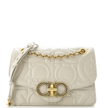 Salvatore Ferragamo Gancini Turnlock Flap Bag Gancini Quilted Leather Medium