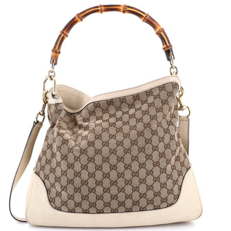 Gucci Diana Bamboo Shoulder Bag GG Canvas Medium