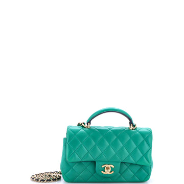 Chanel Classic Single Flap Top Handle Bag Quilted Lambskin Mini