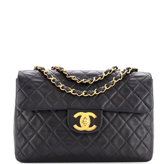 Chanel Vintage Classic Single Flap Bag Quilted Lambskin Maxi