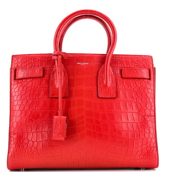 Saint Laurent Sac de Jour Bag Crocodile Embossed Leather Small