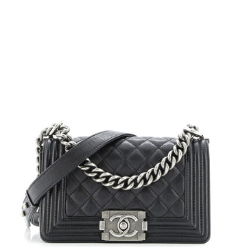 Chanel Boy Flap Bag Quilted Caviar Small