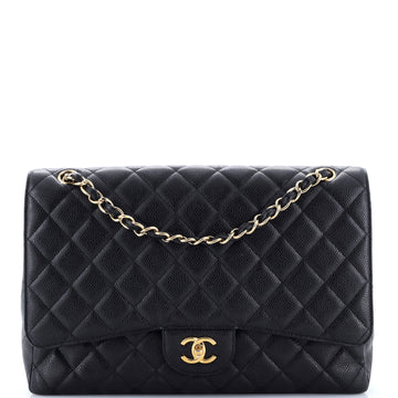 Chanel Vintage Classic Single Flap Bag Quilted Caviar Maxi