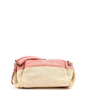 Chanel Lax Accordion Camera Bag Leather and Woven Fabric Small