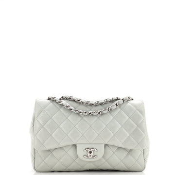 Chanel Vintage Classic Single Flap Bag Quilted Caviar Jumbo