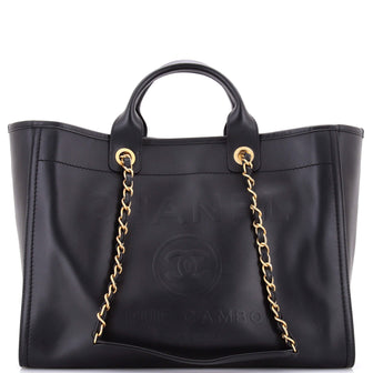 Chanel Deauville Tote Embossed Calfskin Large
