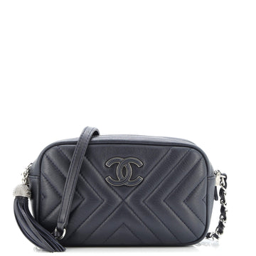 Chanel CC Tassel Camera Bag Diagonal Chevron Calfskin Mini