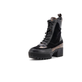 Louis Vuitton Women's Laureate Platform Desert Boots Suede with Monogram Canvas