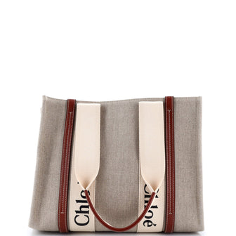 Chloe Woody Tote Canvas with Leather Medium