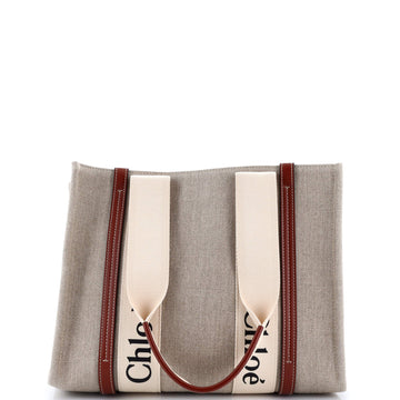 Chloe Woody Tote Canvas with Leather Medium