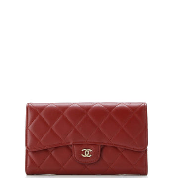 Chanel CC Gusset Classic Flap Wallet Quilted Lambskin Long