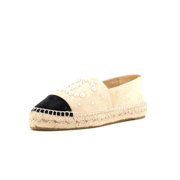 Chanel Women's CC Cap Toe Espadrilles Embellished Suede