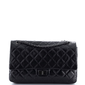 Chanel So Black Reissue 2.55 Flap Bag Quilted Glazed Calfskin 226