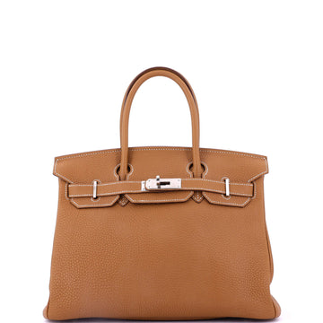 Hermes Birkin Handbag Brown Togo with Palladium Hardware 30