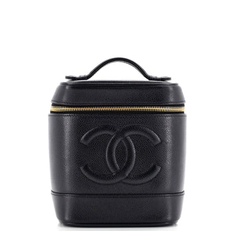 Chanel Vintage Timeless Cosmetic Case Caviar Tall