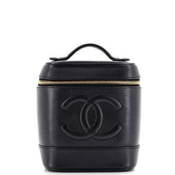 Chanel Vintage Timeless Cosmetic Case Caviar Tall