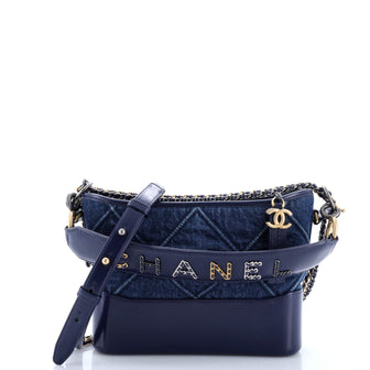 Chanel Gabrielle Hobo with Logo Handle Quilted Denim Small