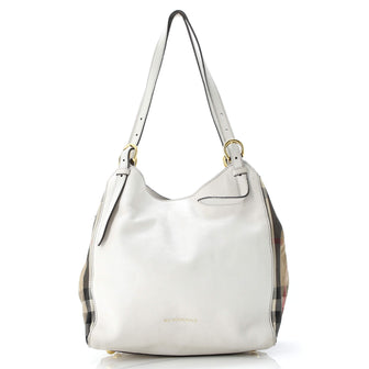 Burberry Canterbury Tote Leather and House Check Canvas Small