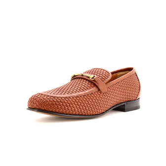 Gucci Men's Horsebit Loafers Woven Leather