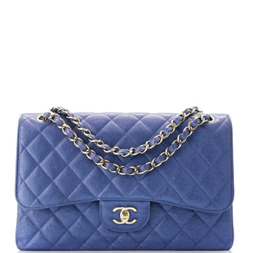 Chanel Classic Double Flap Bag Quilted Iridescent Caviar Jumbo
