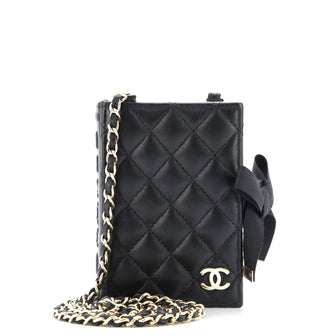 Chanel CC Book Card Holder with Chain Quilted Lambskin