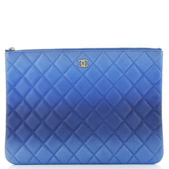 Chanel O Case Clutch Quilted Ombre Caviar Medium
