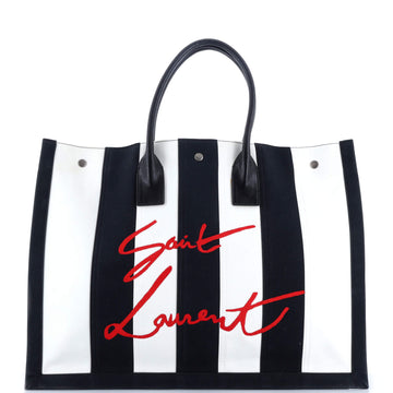 Saint Laurent Noe Shopping Tote Striped Canvas Large