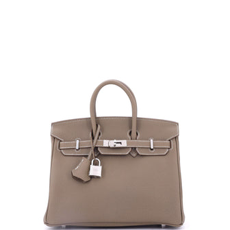 Hermes Birkin Handbag Grey Togo with Palladium Hardware 25