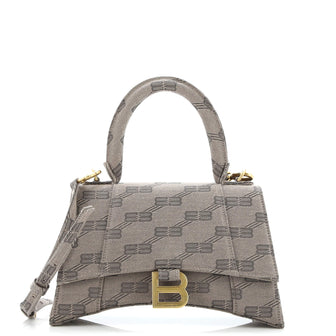 Balenciaga Hourglass Top Handle Bag BB Coated Canvas Small