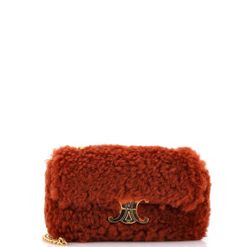 Celine Triomphe Chain Shoulder Bag Shearling Small