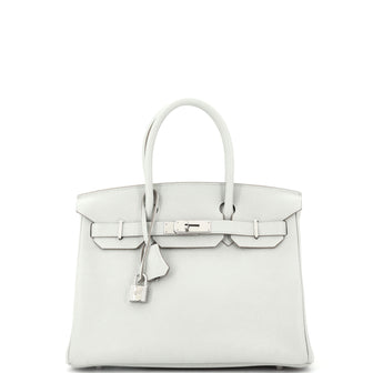 Hermes Birkin Handbag Grey Clemence with Palladium Hardware 30