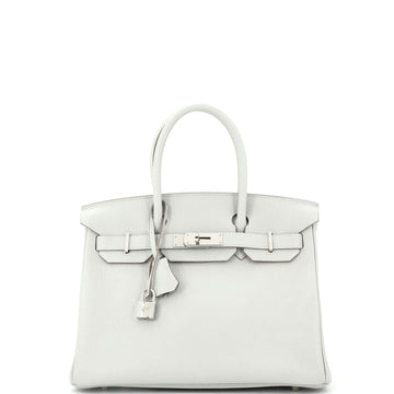 Hermes Birkin Handbag Grey Clemence with Palladium Hardware 30