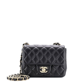 Chanel Square Classic Single Flap Bag Quilted Lambskin Mini