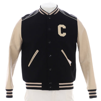 Celine Men's Colorblock Varsity Jacket Wool and Polyamide Blend with Leather