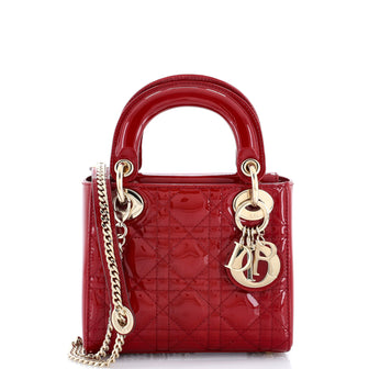 Christian Dior Lady Dior Chain Bag Cannage Quilt Patent Mini