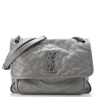 Saint Laurent Niki Chain Flap Bag Matelasse Chevron Leather Medium