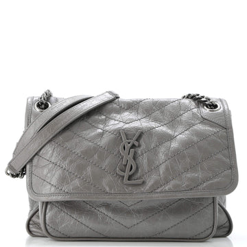 Saint Laurent Niki Chain Flap Bag Matelasse Chevron Leather Medium