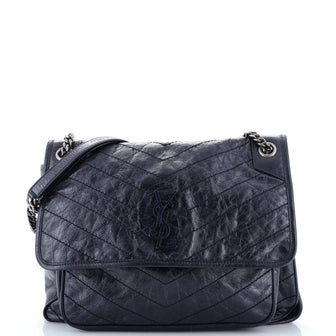 Saint Laurent Niki Chain Flap Bag Matelasse Chevron Leather Medium