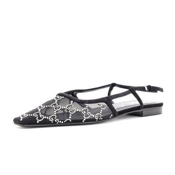Gucci Women's Slingback Flats Crystal GG Embellished Mesh
