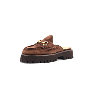 Gucci Women's Horsebit Flatform Mules Suede